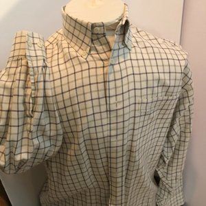 Alex Cannon  Cream Window Pane Button Down Dress Shirt  Large